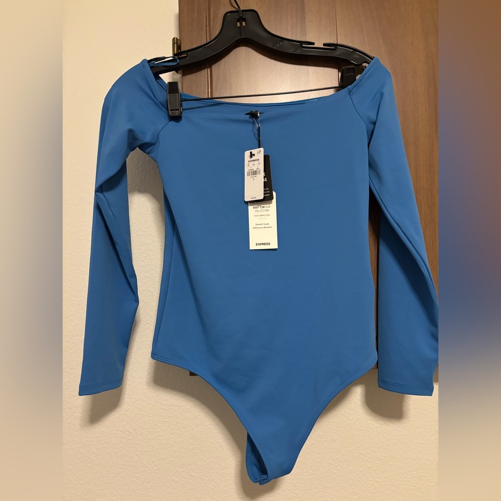 Express- Blue off the shoulder bodysuit